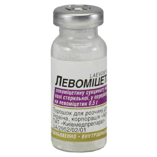 Левомицетин порошок для раствора для иньекций 0.5 г